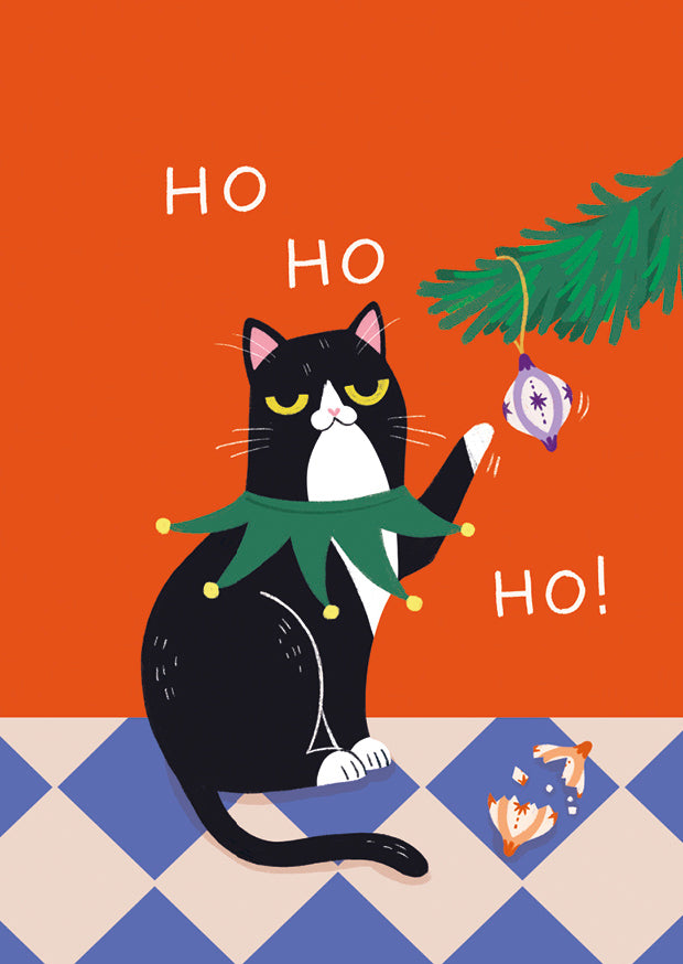 Christmas card Kaisu Sandberg - Helvi cat Ho-ho-ho!
