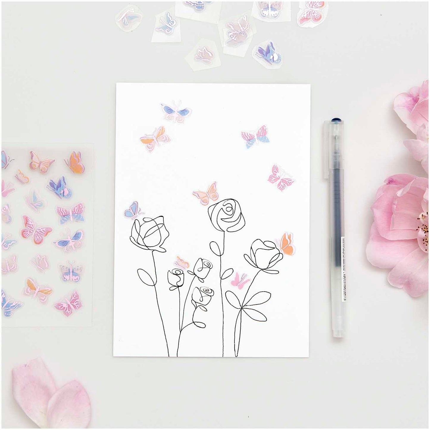 Sticker set Paper Poetry - La Vie en Rose, Butterflies