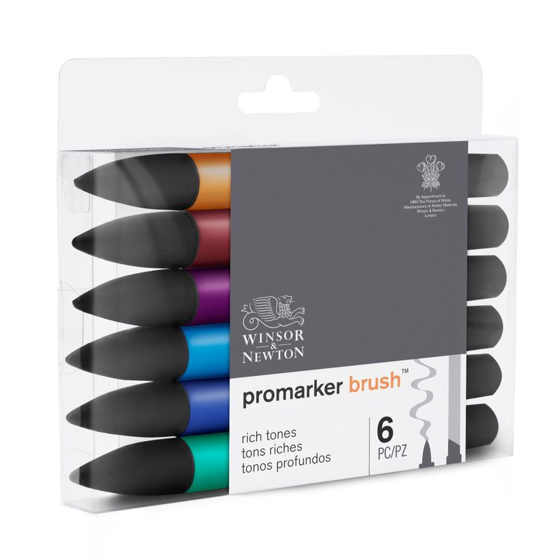 Brush Marker Set 6 assorted Brush WN Promarker - Rich Tones