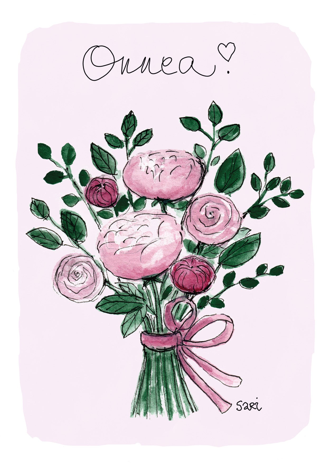 2-part card Sari's Artwork - Peony bouquet, Congratulations!