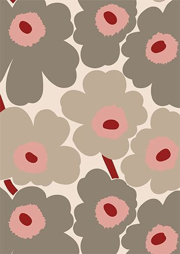 Postcard Marimekko - Unikko beige-pink