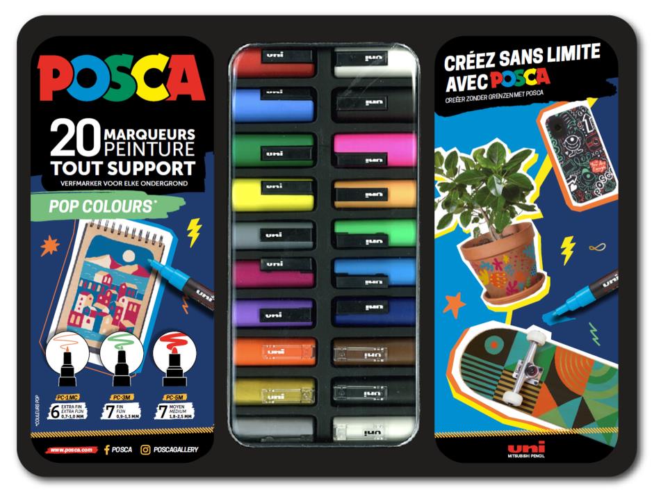 Paint markers, 20 pcs, in a metal tin - Pop Colours