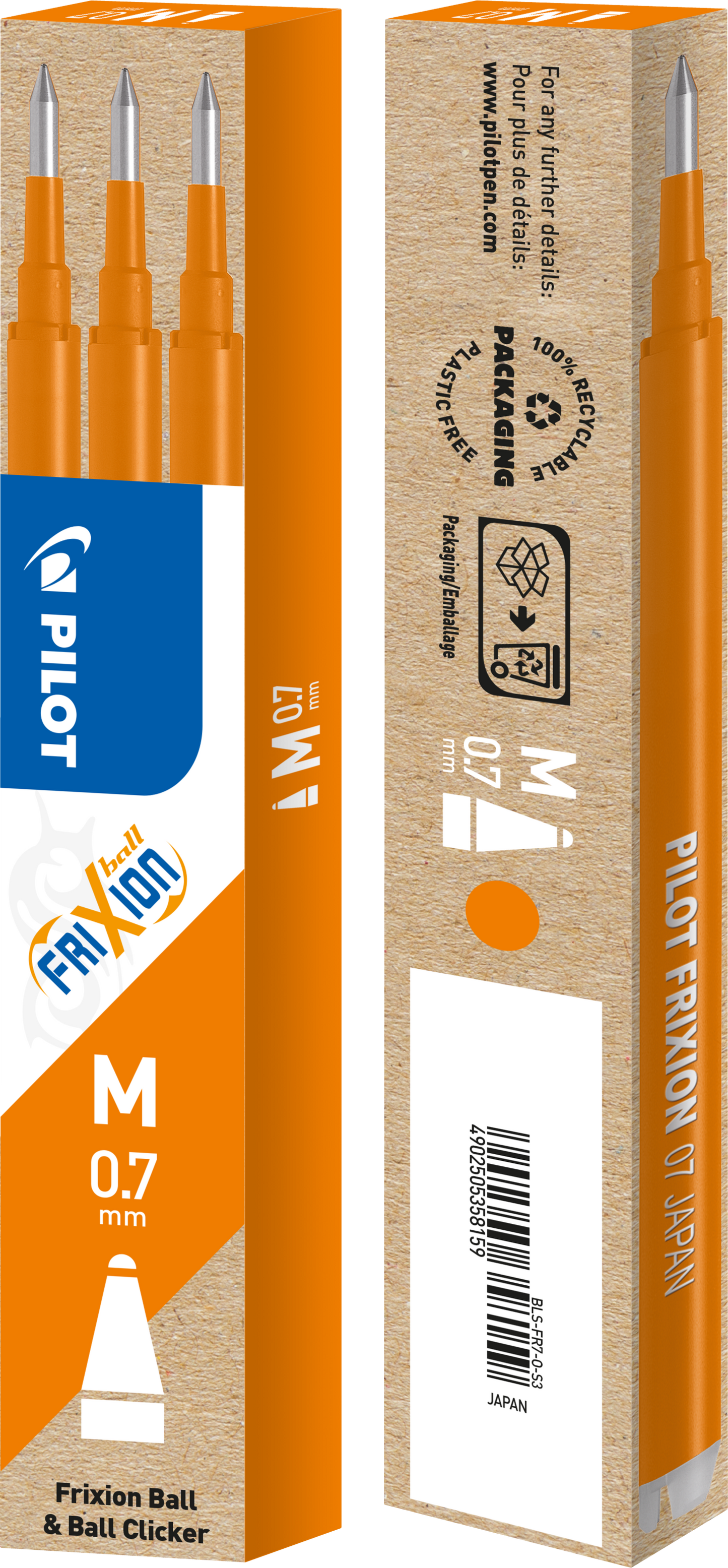 Refill pack Pilot - Frixion 3 pcs 0.7 orange