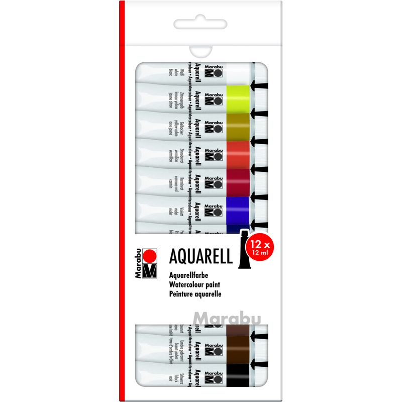 Watercolor paint assortment 12x12ml Marabu