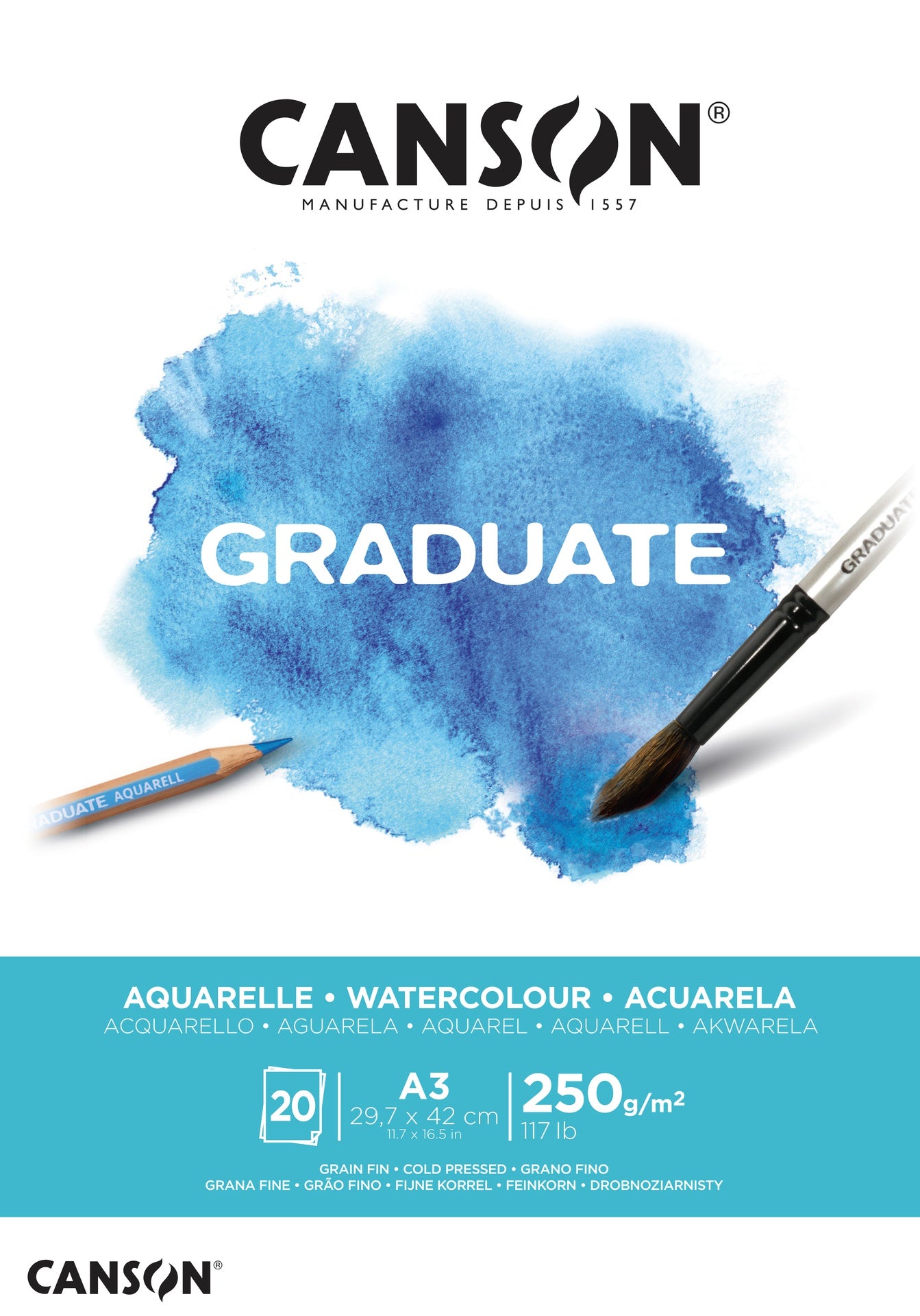 Taidelehtiö A3 Canson Graduate - Akvarellivärit 250g