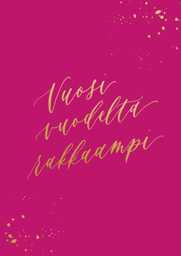2-osainen kortti Kalligrafiastudio - Vuosi vuodelta rakkaampi