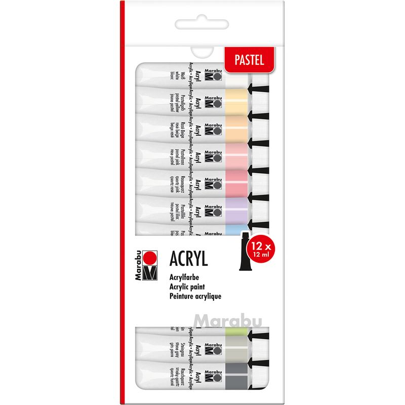 Acrylic paint set 12x12ml Marabu - Pastel shades