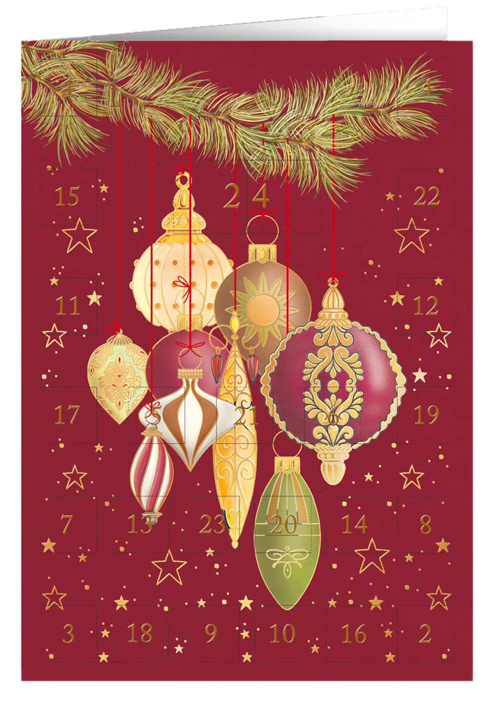 Quire Advent Calendar Card - Christmas Tree Decorations
