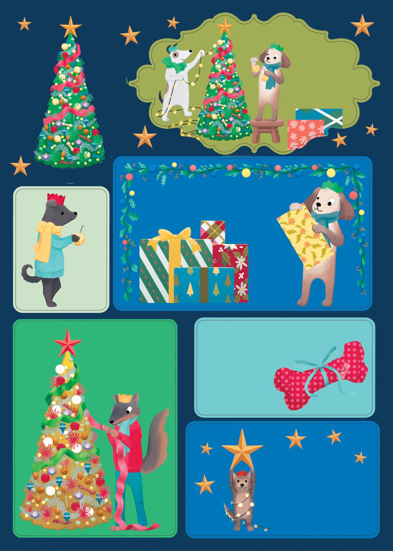 Christmas package labels Roger la Borde - Bow wow wow