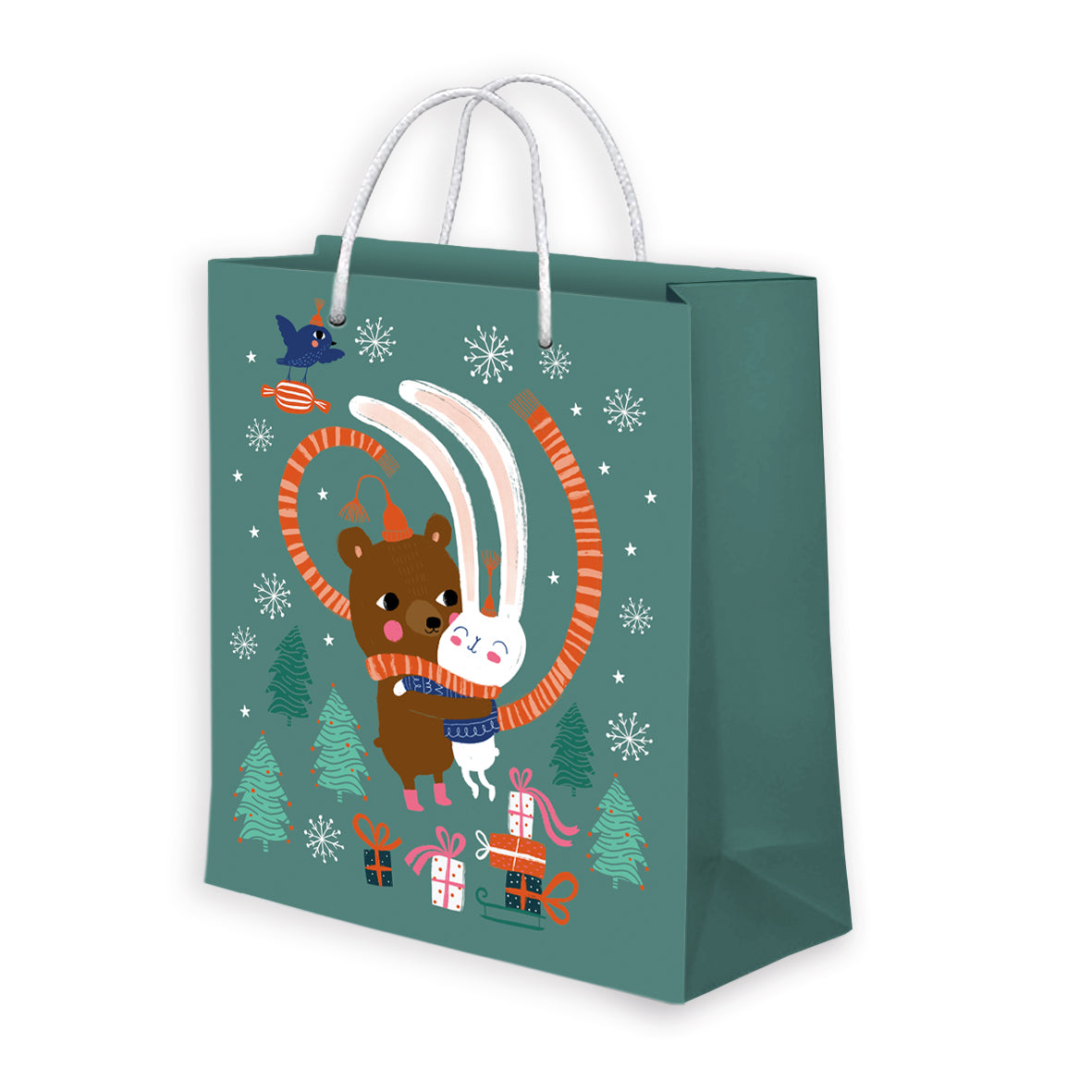Gift bag Mira Mallius - Teddy bear and bunny Christmas hug L
