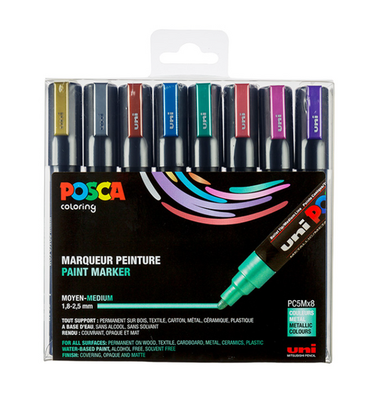 Maalitussit 8 kpl Posca PC-5M - Metallivärit