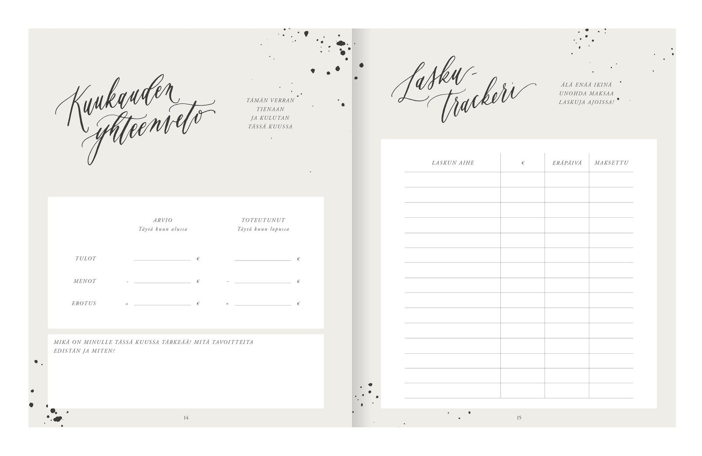 Budget diary Kalligrafiastudio - For a good day