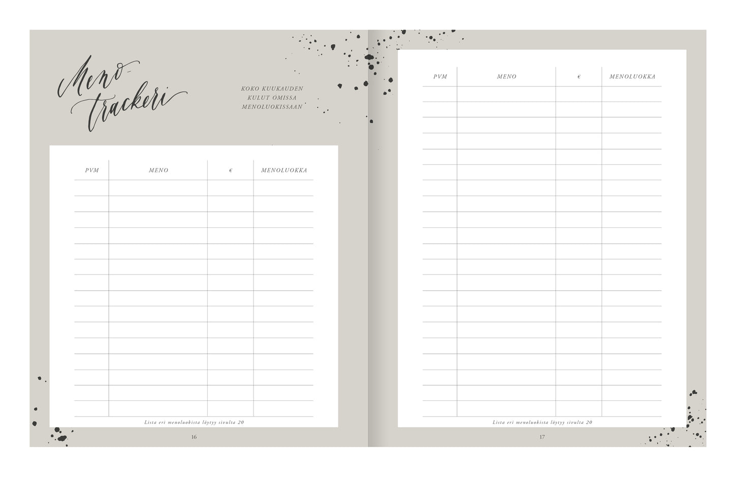 Budget diary Kalligrafiastudio - For a good day