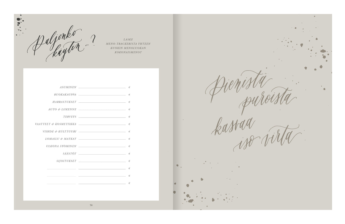 Budget diary Kalligrafiastudio - For a good day