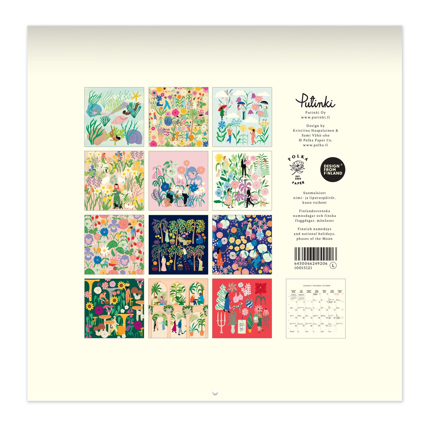 Wall calendar 30x30 cm 2026 Putinki Polka Paper