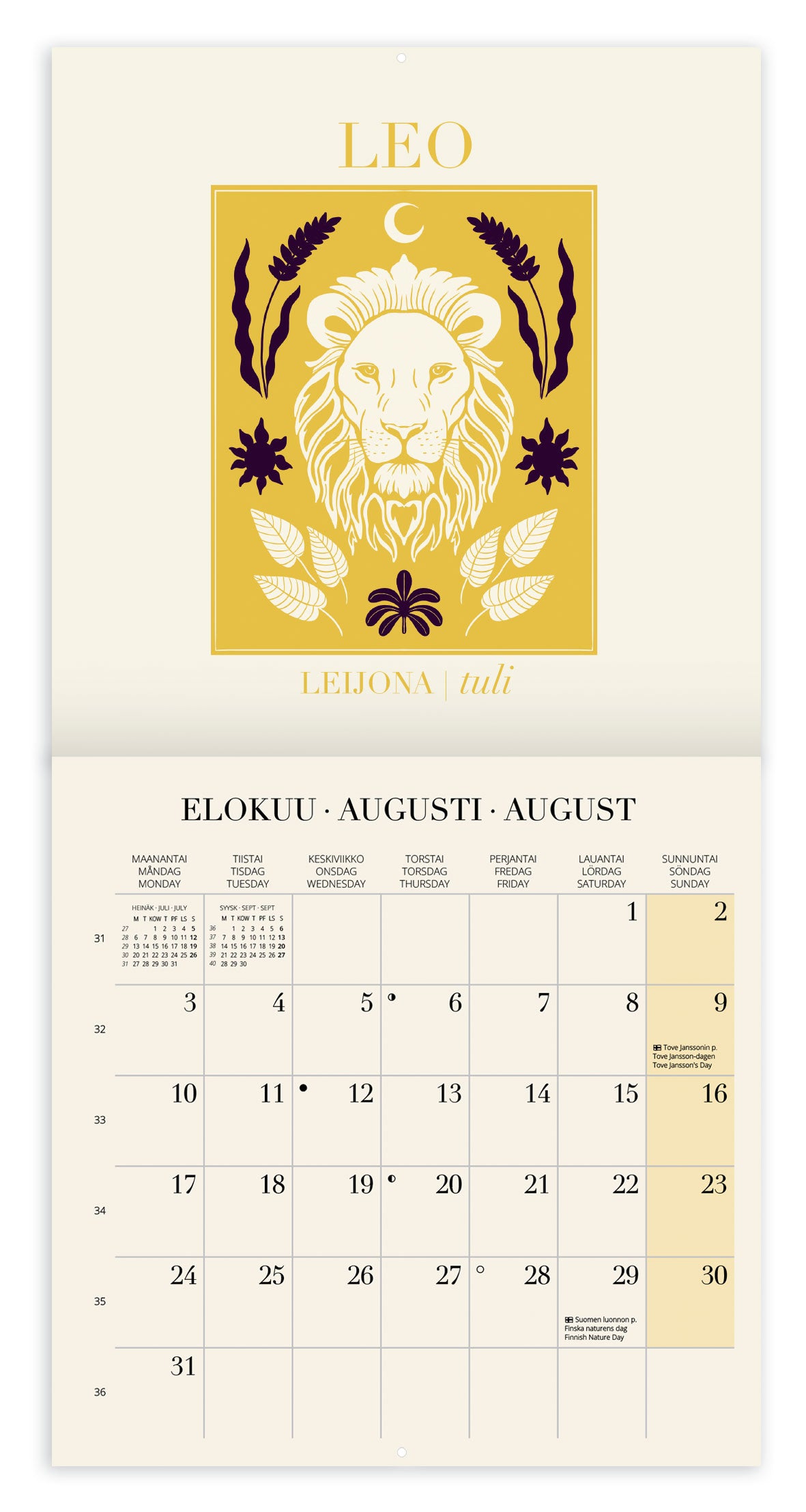 Wall calendar 20x20 cm 2026 Putinki Uhana