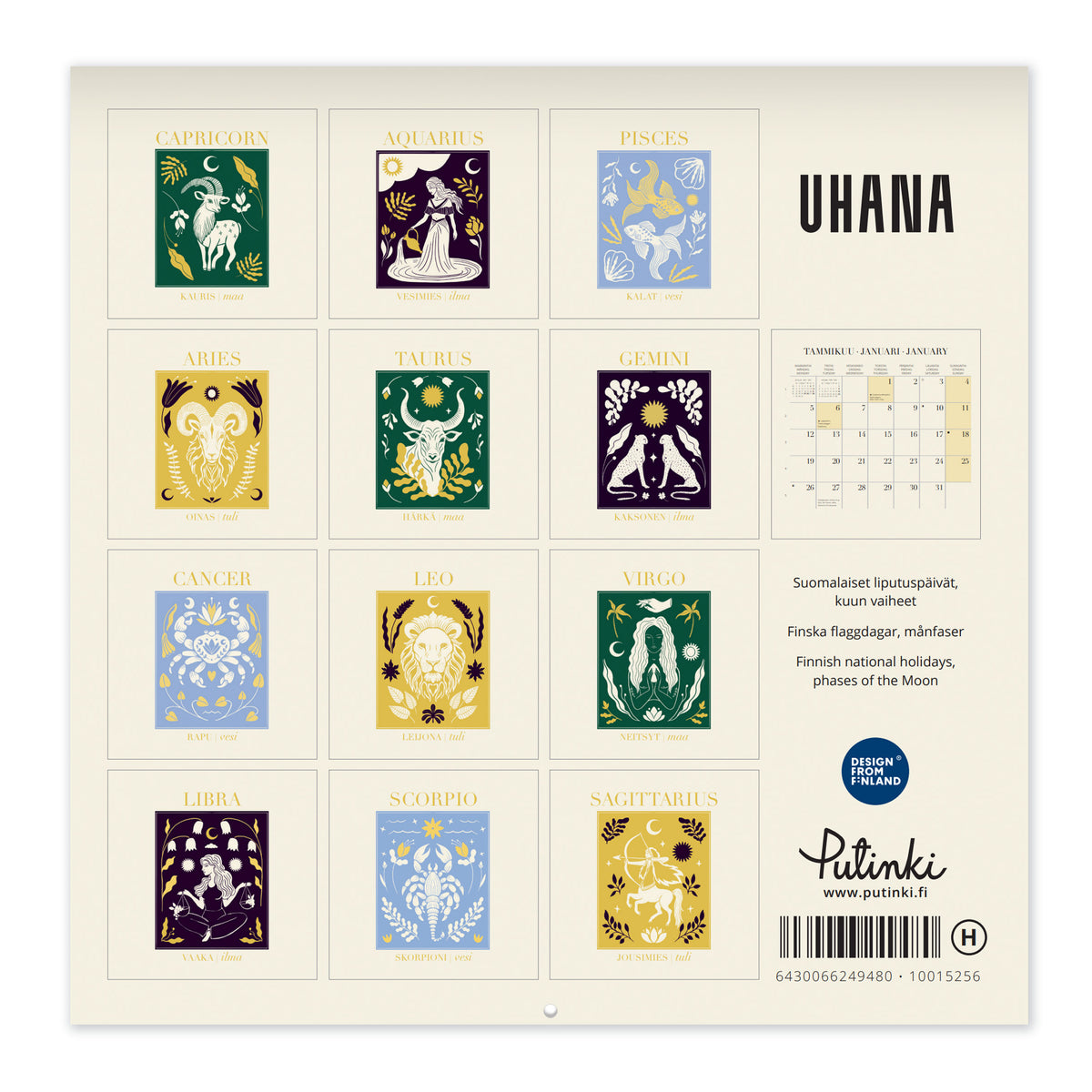 Wall calendar 20x20 cm 2026 Putinki Uhana