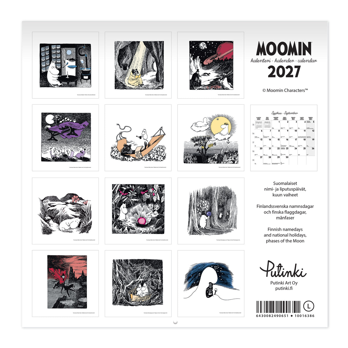 Seinäkalenteri 30x30 2027 Putinki Muumi
