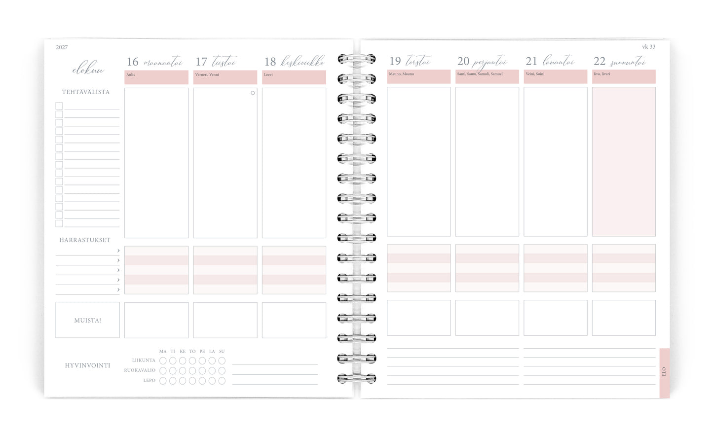 Viikkopäivyri 19x23 cm 2027 Putinki Life Planner