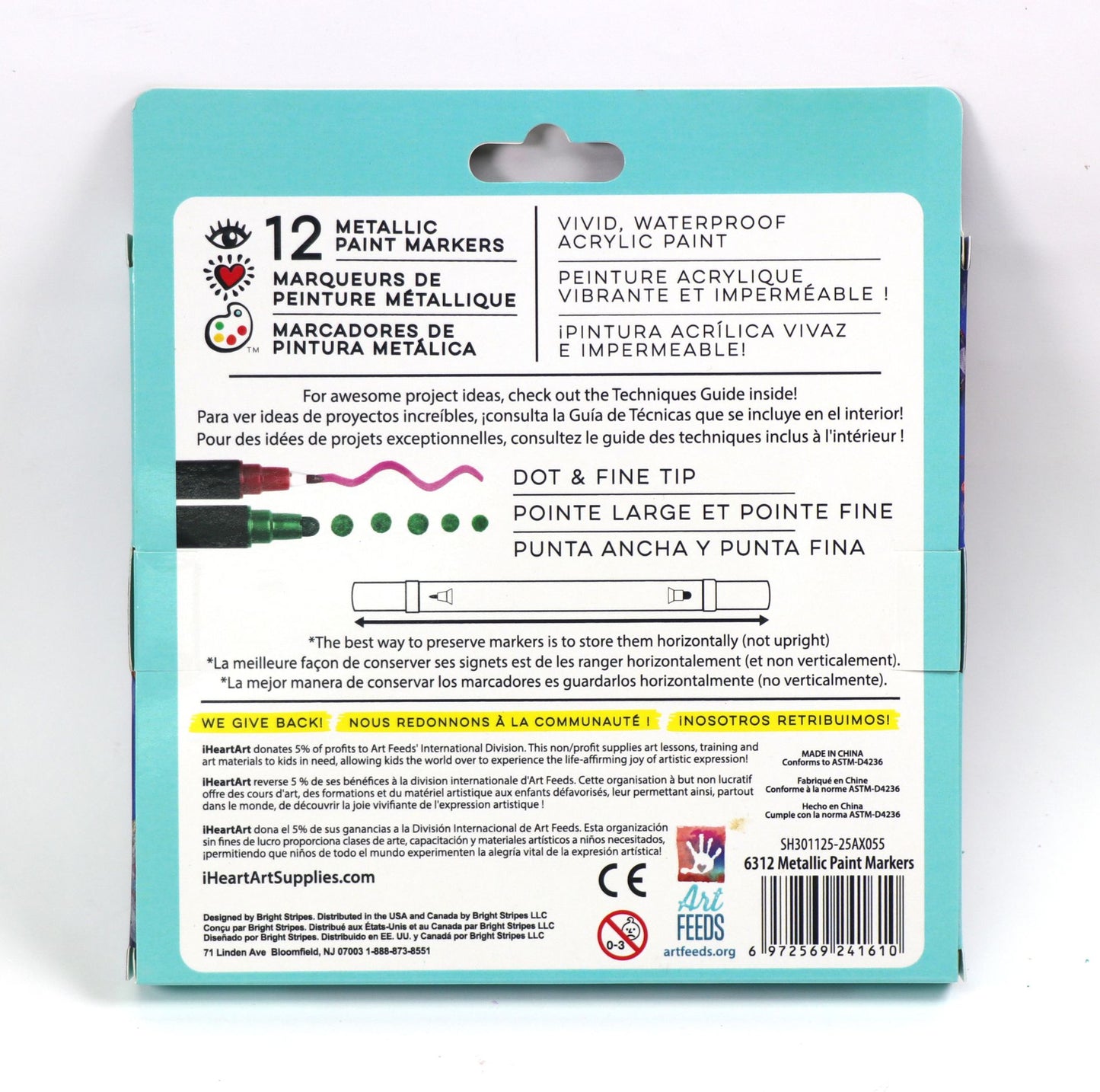 Acrylic Marker Set Double-ended iHeart 12 pcs - Metallic