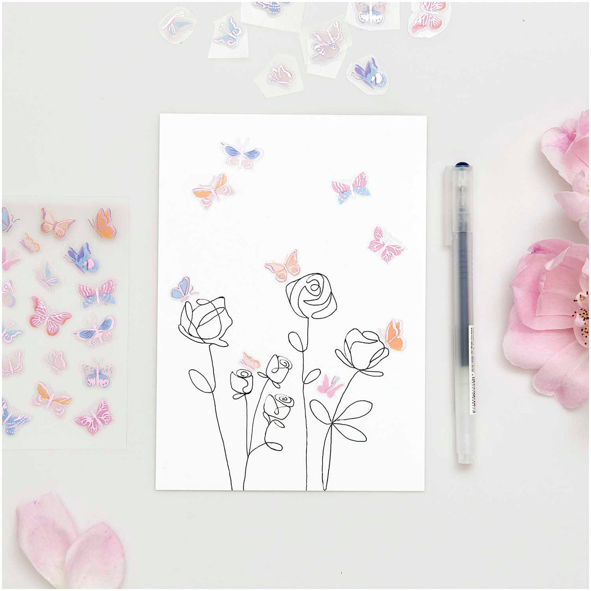 Sticker set Paper Poetry - La Vie en Rose, Butterflies