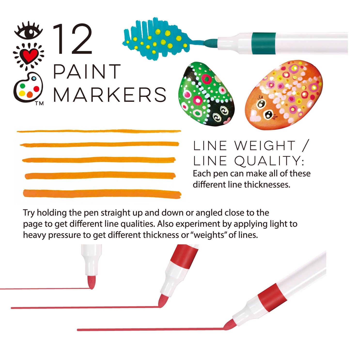 iHeart Acrylic Marker Assortment 12 pcs - Basic Tones