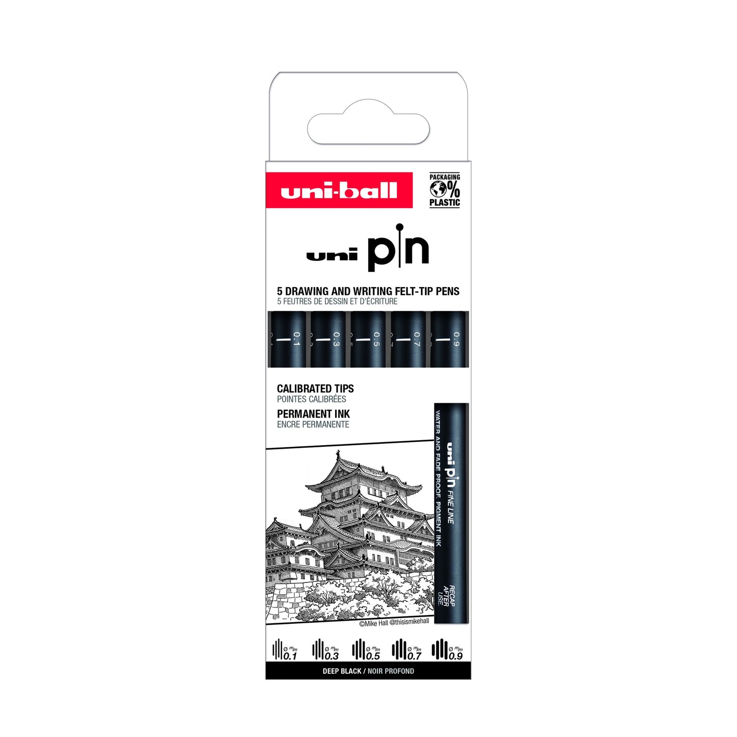 Fineliner Uni Pin - 5 Classic Assorted