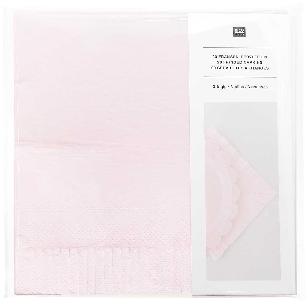 Napkin 20 pcs Rico Design - Rose fringes