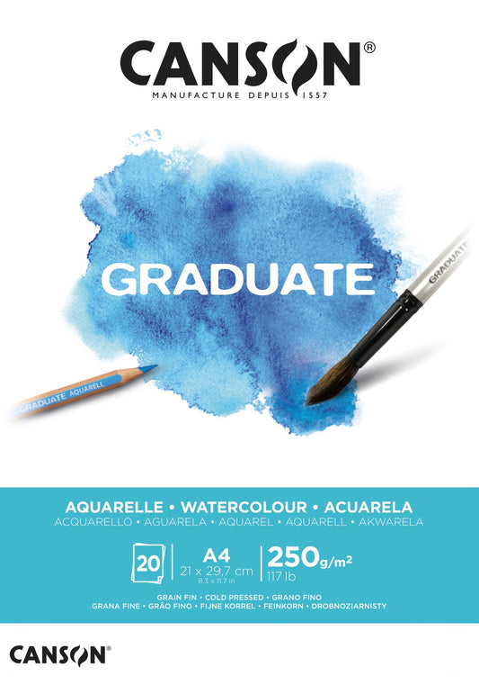 Taidelehtiö A4 Canson Graduate - Akvarellivärit 250g
