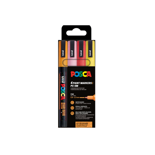 Maalitussit 4kpl Posca PC-3M - Lämpimät sävyt