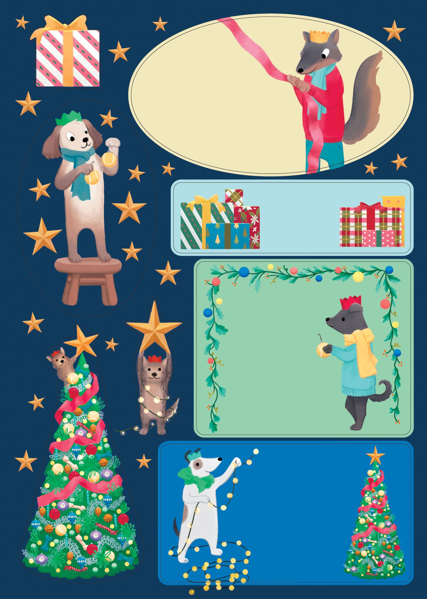 Christmas package labels Roger la Borde - Bow wow wow