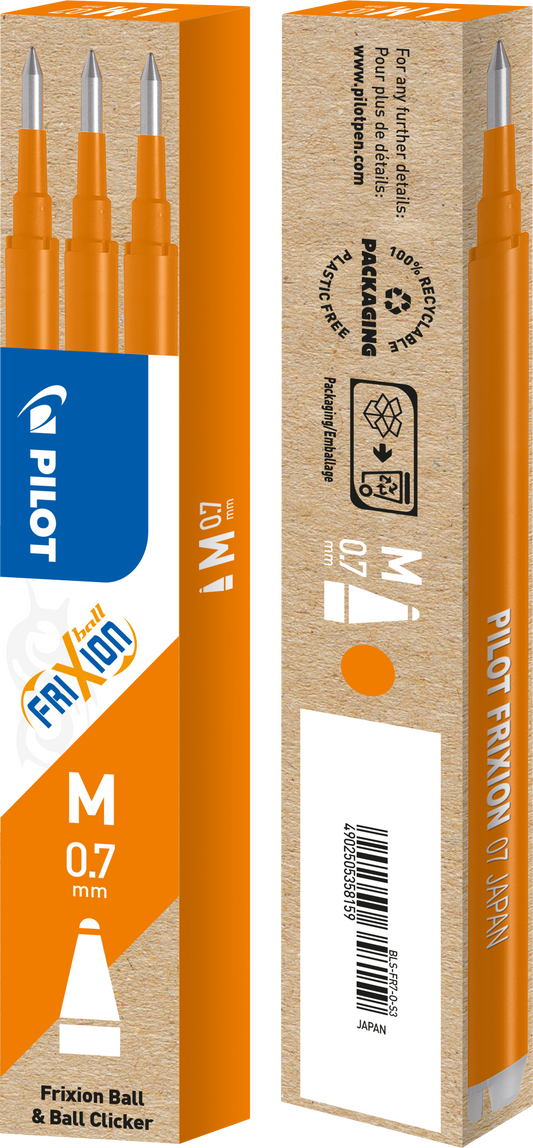 Täyttöpakkaus Pilot - Frixion 3 kpl 0,7 orange
