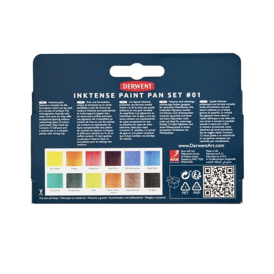 Akvarellivärit 12 nappia Derwent - Inktense Set 01