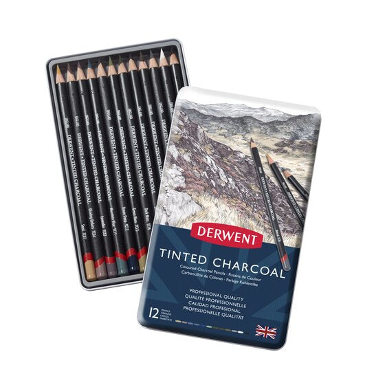 Sävytetty hiilikynälajitelma 12 kpl Derwent - Tinted Charcoal