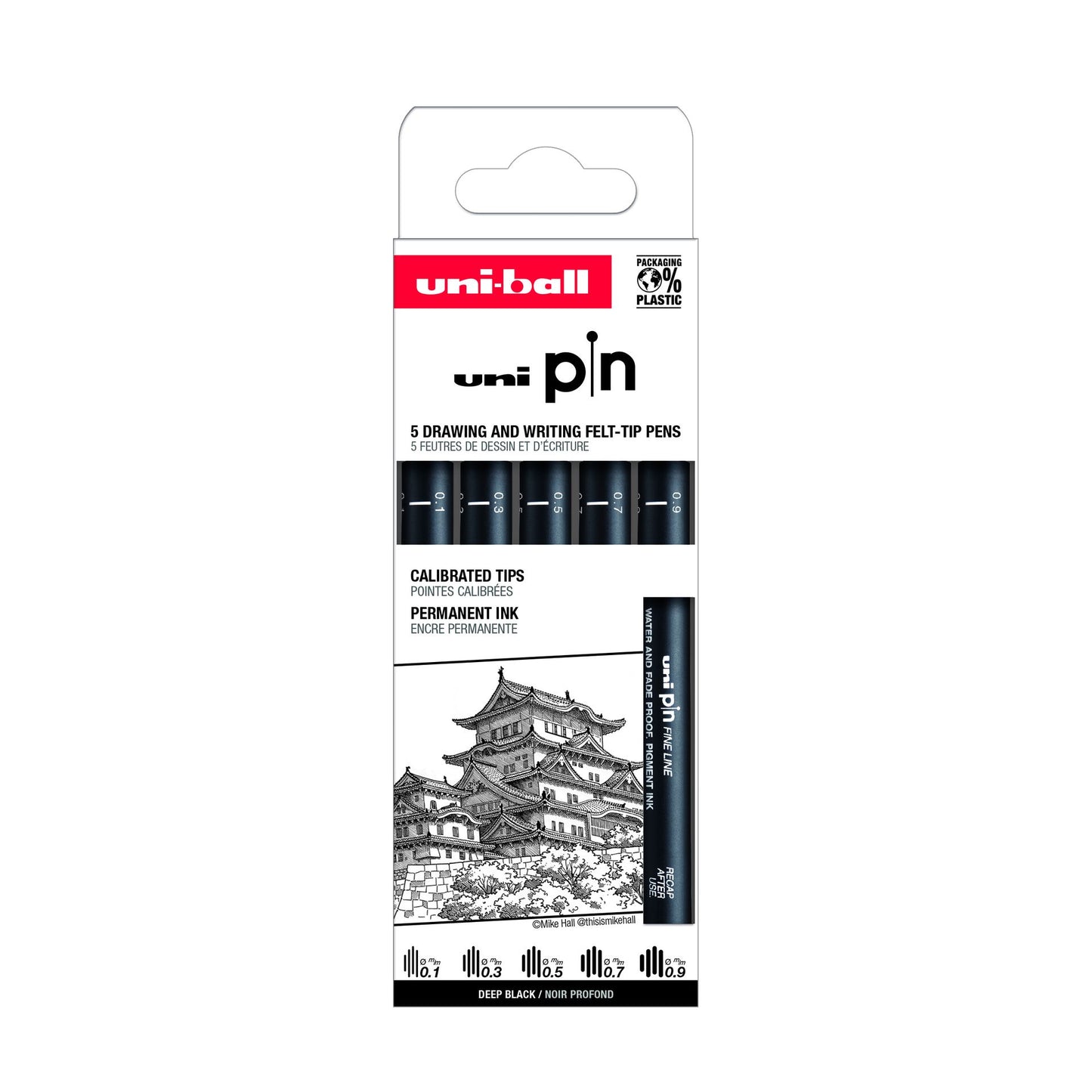 Fineliner Uni Pin - 5 Classic Assorted