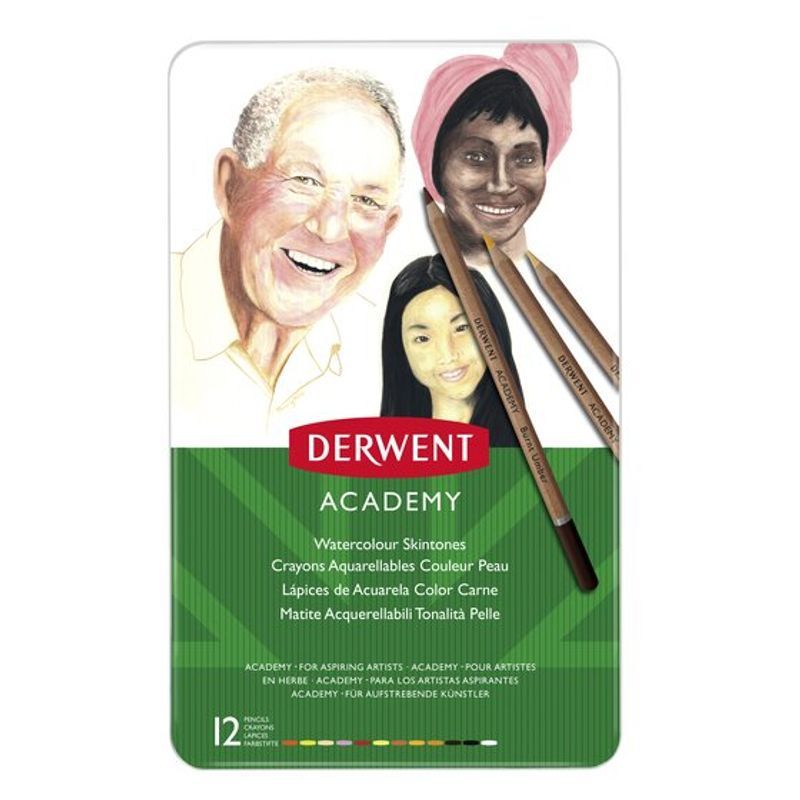 Värikynälajitelma 12 kpl Derwent Academy - Watercolour Skintones