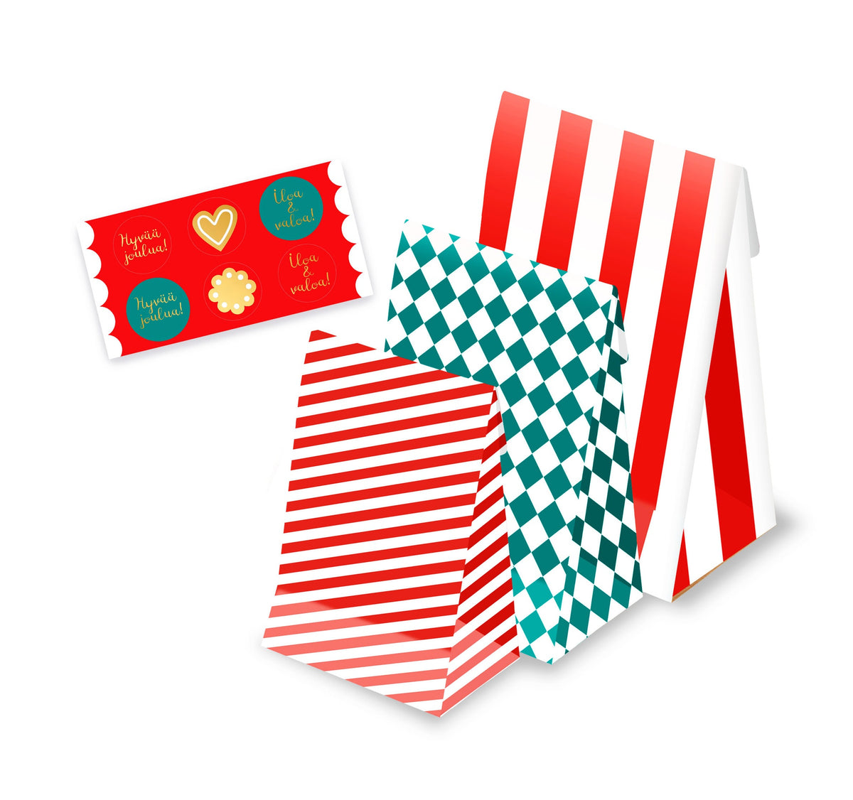 Gift bag set Putinki Moments - Stripes and diagonal check
