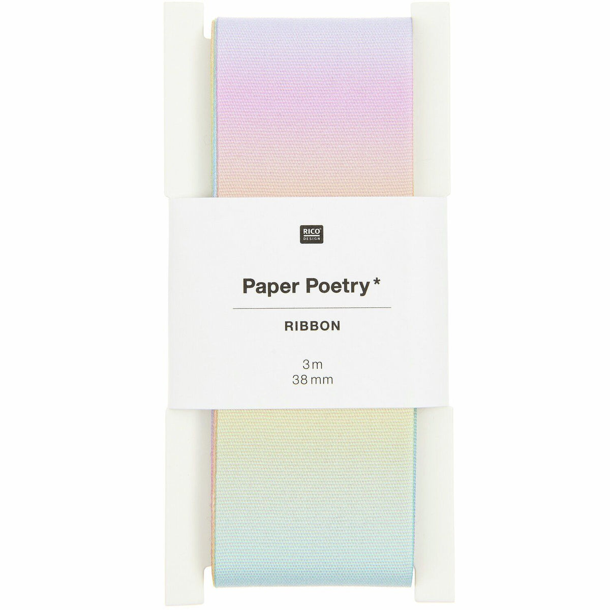 Gift ribbon 38mm Paper Poetry - Pastel rainbow