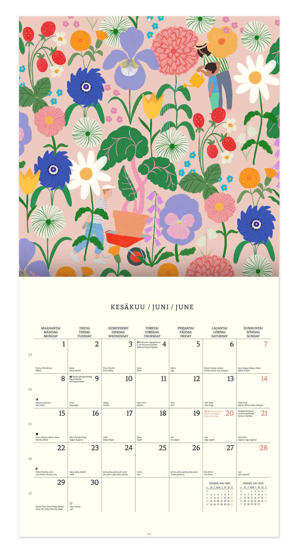 Wall calendar 30x30 cm 2026 Putinki Polka Paper