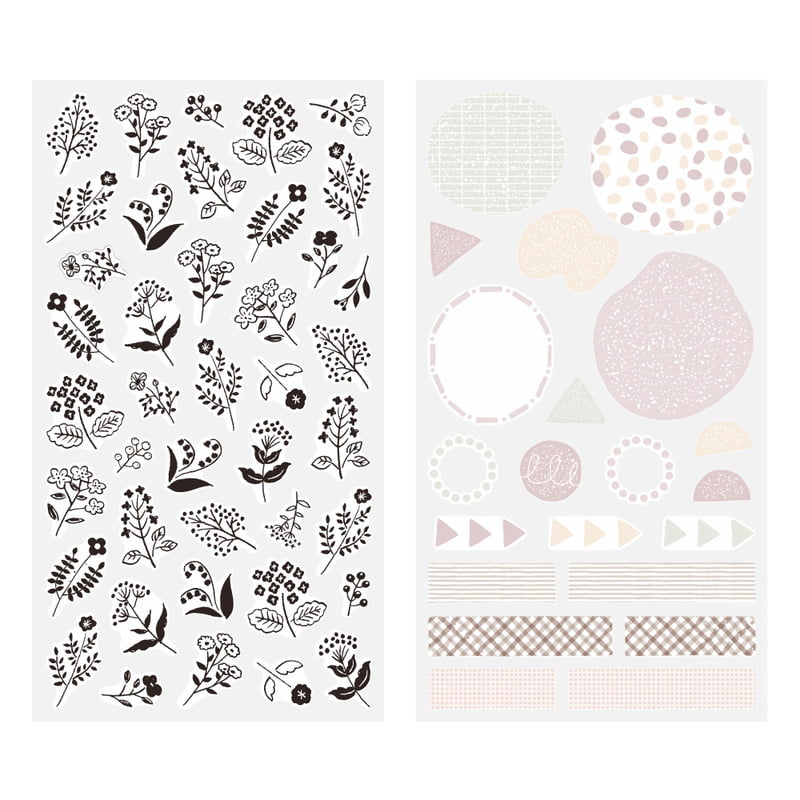 Sticker Set Midori - Monotone Flowers