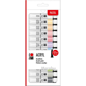 Acrylic paint set 12x12ml Marabu - Pastel shades