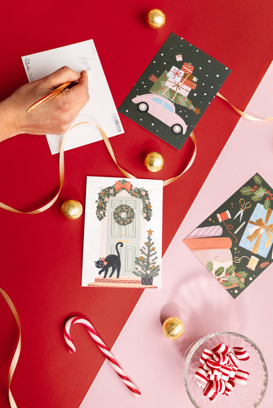 Christmas card Kaisu Sandberg - Gifts on the roof of the car