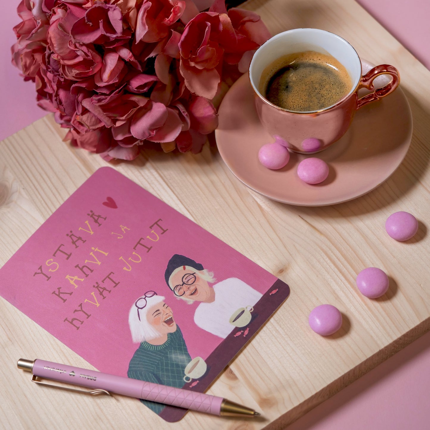 Postcard Johanna Ilander - Friend, coffee and good things