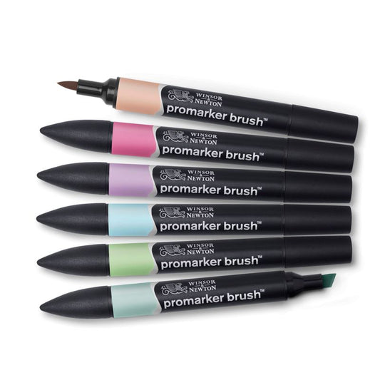 Sivellintussilajitelma 6-lajitelma Brush WN Promarker - Pastel Tones