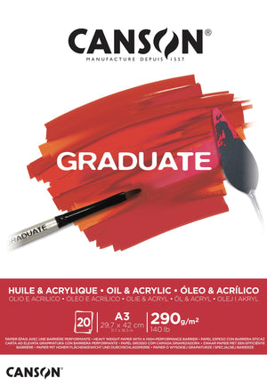 Taidelehtiö A3 Canson Graduate - Öljy- ja akryylivärit 290g