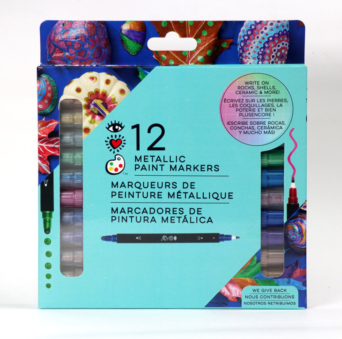 Acrylic Marker Set Double-ended iHeart 12 pcs - Metallic