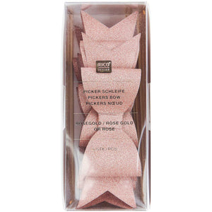 Cocktail sticks 6 pcs Rico Design - Bows rose gold