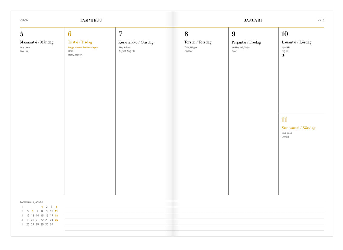 Weekly Diary Midi 2026 Putinki Uhana