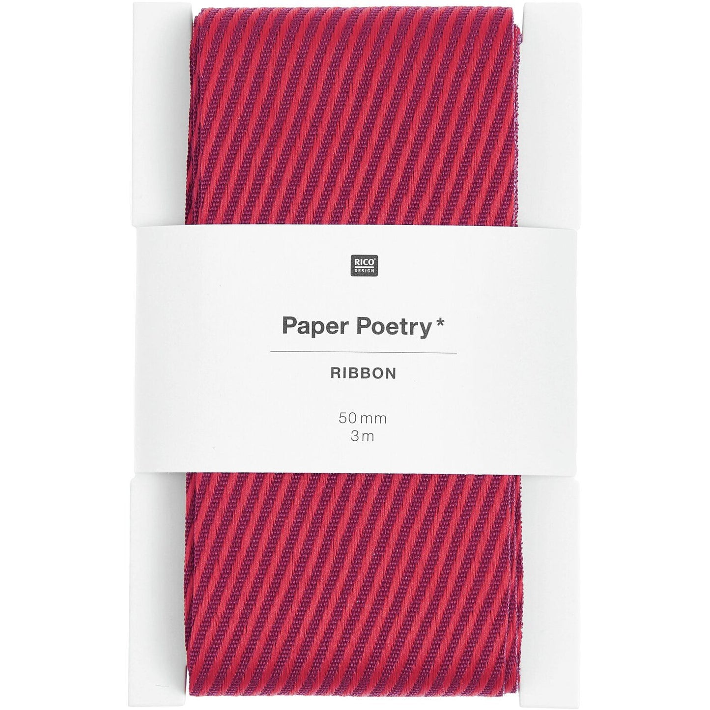 Gift Ribbon Paper Poetry - Stripes Diagonal Red