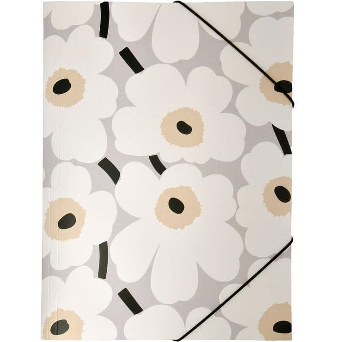 Kulmalukkokansio Marimekko Unikko harmaamusta